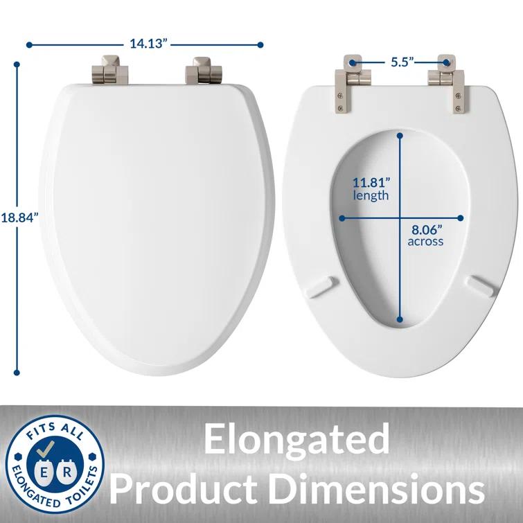 Mayfair by Bemis 7M1826NISL 000 Bennett Toilet Seat with Metal Hinges, Slow Close Wood Seat, Easy Install, Elongated, White