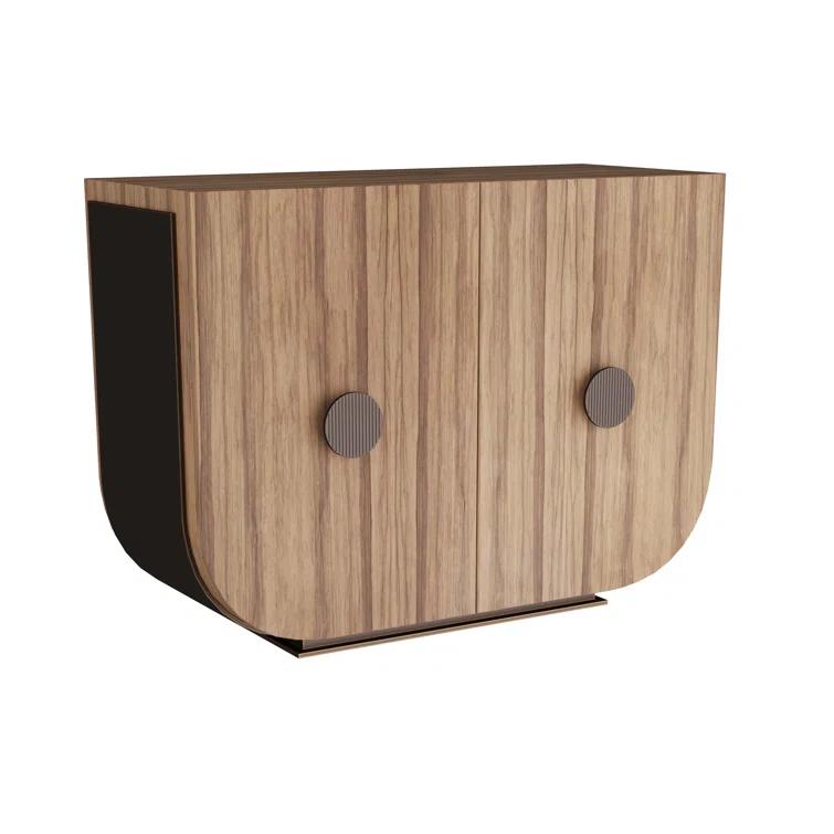 Gray and Bronze Freestanding Wood Veneer Cabinet