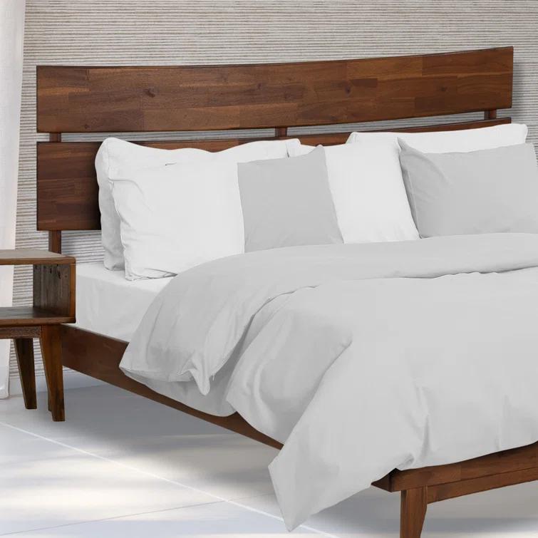 Acacia Aurora Premium Solid Wood Platform Bed Frame and High Headboard, King Bed Frame with Headboard Included, Mid Century Modern Bed with 5 years Warranty