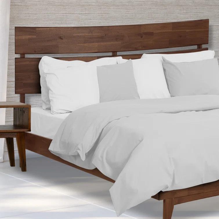 Acacia Aurora Premium Solid Wood Platform Bed Frame and High Headboard, Queen Bed Frame with Headboard, Mid Century Modern Bed with 5 years Warranty