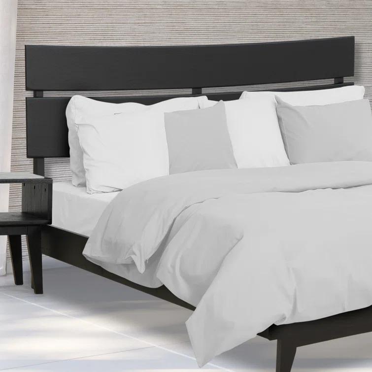 Acacia Aurora Premium Solid Wood Platform Bed Frame and High Headboard, King Bed Frame with Headboard Included, Mid Century Modern Bed with 5 years Warranty