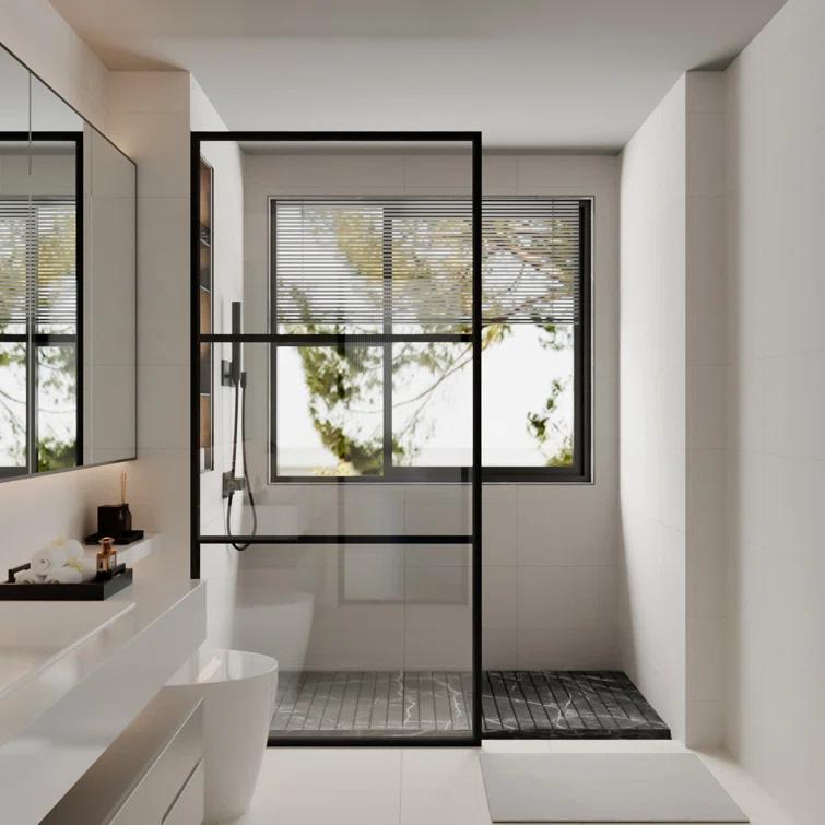 Fixed Framed Shower Screen with 5/16" Clear Glass