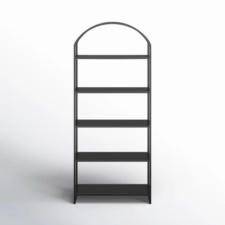 Modern Arched Black Iron Etagere Bookcase 39.5" W