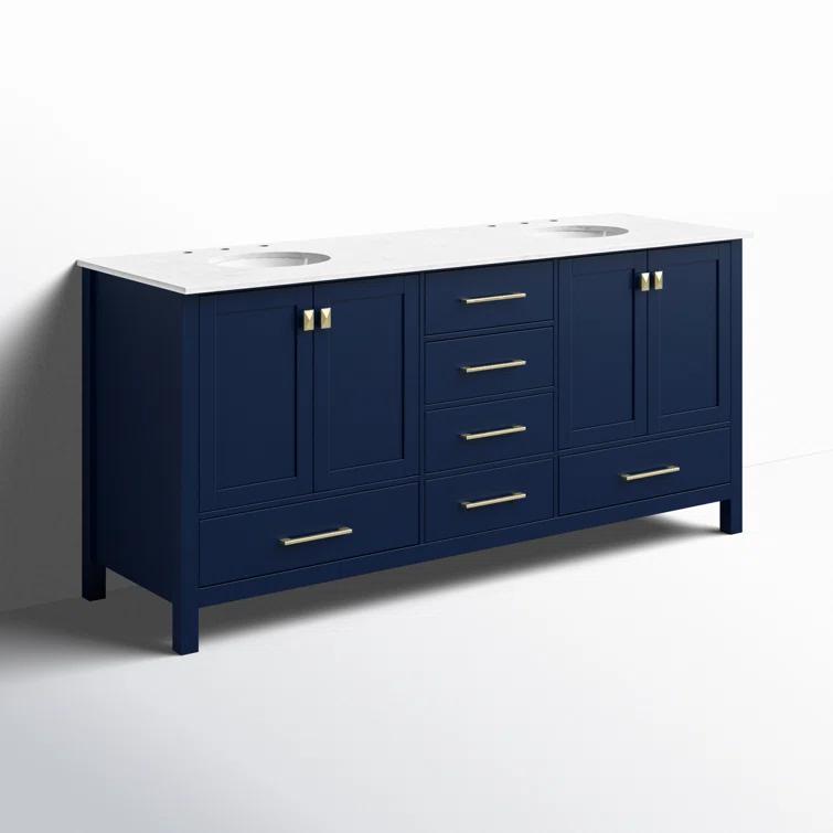 Lamborn 72'' Double Bathroom Vanity with Engineered Marble Top