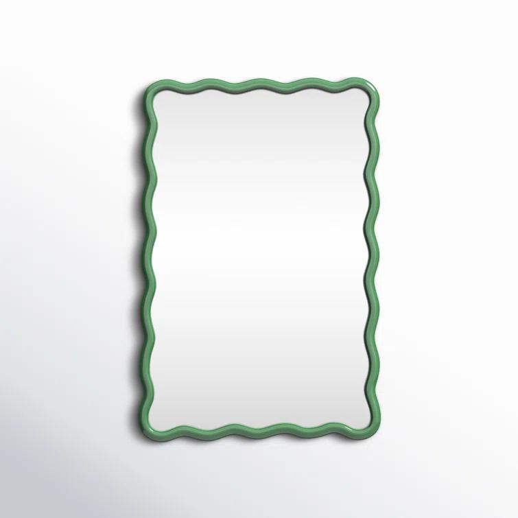 Allurine Wood Wavy Wall Mirror