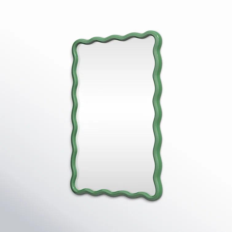 Allurine Wood Wavy Wall Mirror