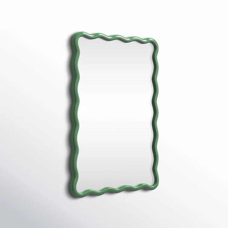 Allurine Wood Wavy Wall Mirror