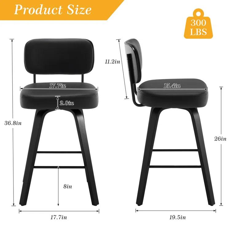 Logreira Swivel Upholstered Counter & Bar Height Stool (Set of 2)