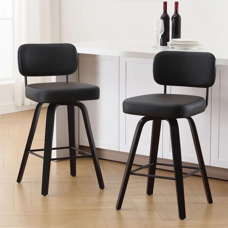 Logreira Swivel Upholstered Counter & Bar Height Stool (Set of 2)
