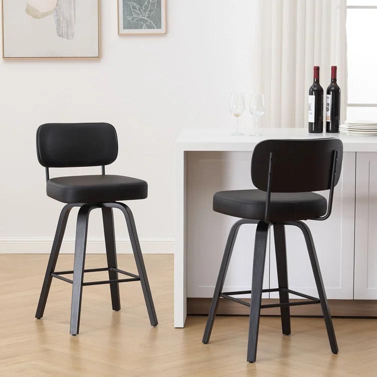 Logreira Swivel Upholstered Counter & Bar Height Stool (Set of 2)
