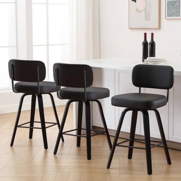 Logreira Swivel Upholstered Counter & Bar Height Stool (Set of 2)