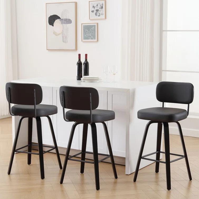 Logreira Swivel Upholstered Counter & Bar Height Stool (Set of 2)