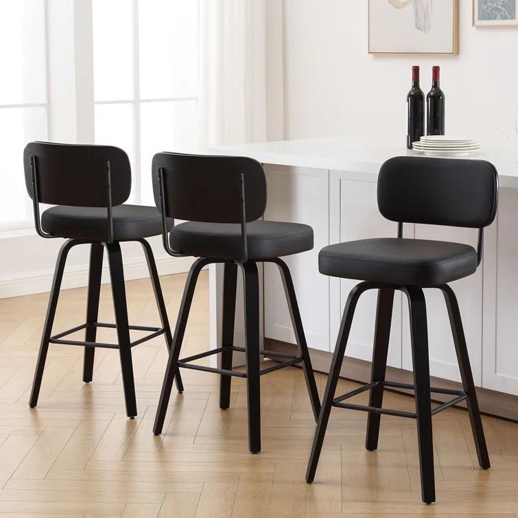 Logreira Swivel Upholstered Counter & Bar Height Stool (Set of 2)