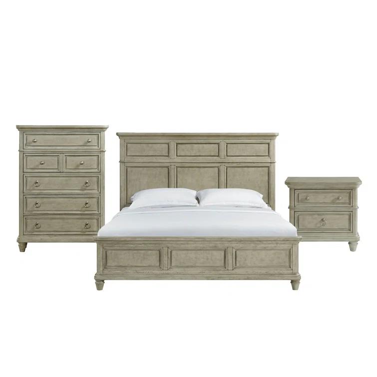 Picket House Furnishings Emiko Panel 3PC Bedroom Set In Light Grey
