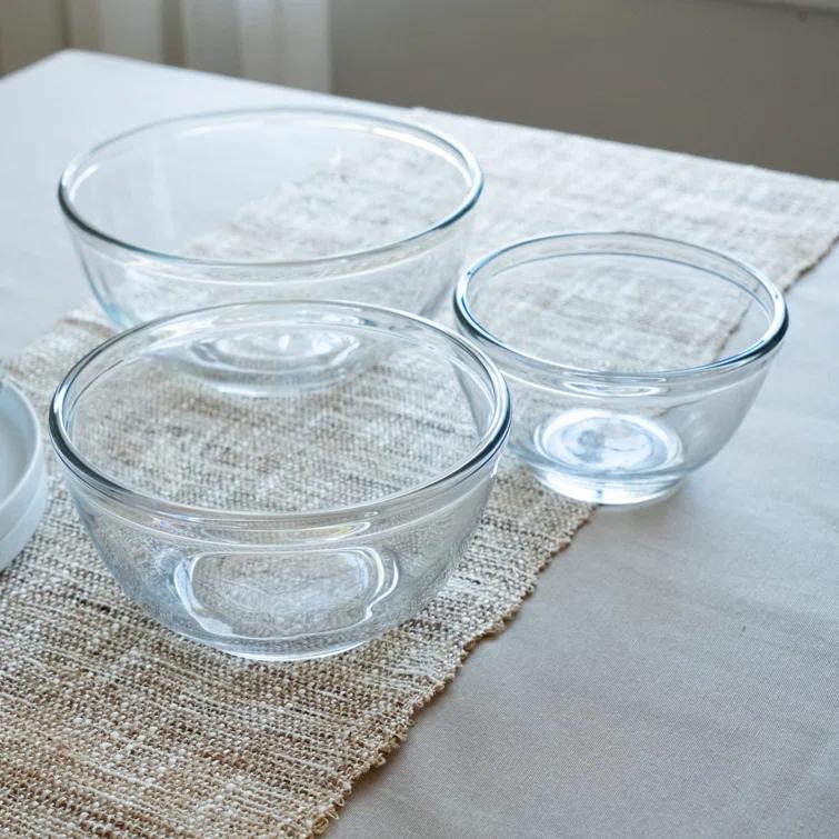 Libbey Baker's Basics 3 Piece Glass Mixing Bowl Set, Multi-Size (Set of 3)