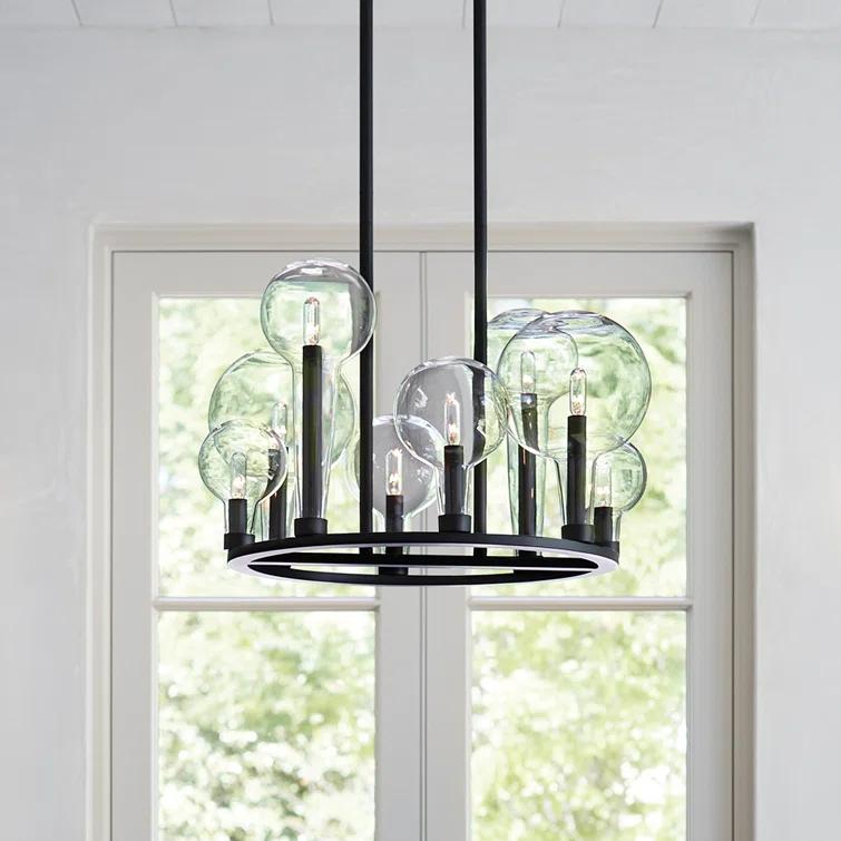 Fifteen Light Large Chandelier In Transitional-Industrial Style 37.75 Inches Wide By 16.25 Inches High-Black Finish Hinkley Lighting 30529Bk