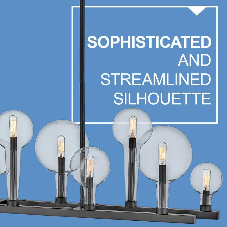 Ten Light Linear Chandelier In Transitional-Industrial Style 48.25 Inches Wide By 17 Inches High-Black Finish Hinkley Lighting 30528Bk