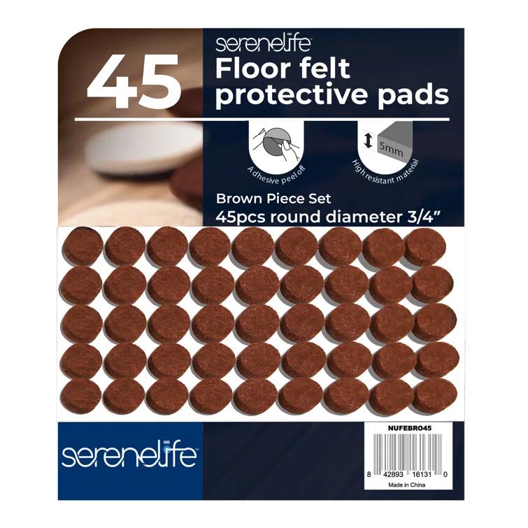45 Pcs. Felt Furniture Pads - Protect Various Floors Including Hardwood, Laminate, Tile, and Vinyl