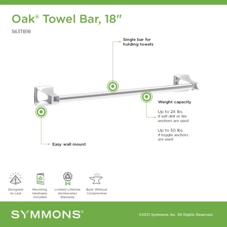 Oak Wall Mounted Bathroom Towel Bar with Installation Hardware