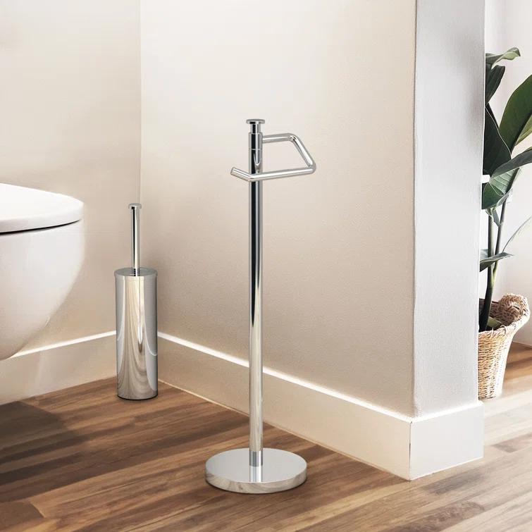 Free Standing Toilet Paper Holder with Weighted and Padded Base | 23.68"H Toilet Paper Roll Holder Stand for Bathroom