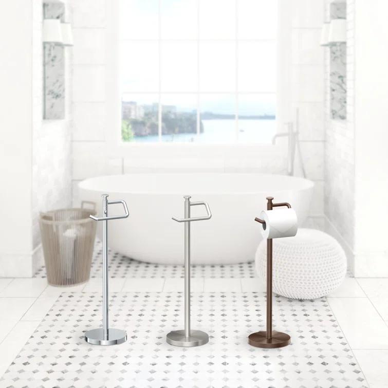 Free Standing Toilet Paper Holder with Weighted and Padded Base | 23.68"H Toilet Paper Roll Holder Stand for Bathroom