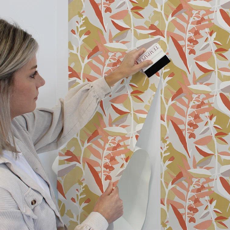 Tempaper & Co. Petite Garden Party Removable Peel and Stick Wallpaper, Pink Punch Petite, 28 sq ft: Vinyl Adhesive Floral Decor