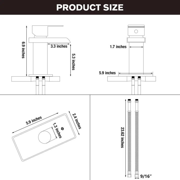 HGN TPLT-001LSJ-DP-XS HGN Waterfall Spout Bathroom Faucet with Pop-up Drain