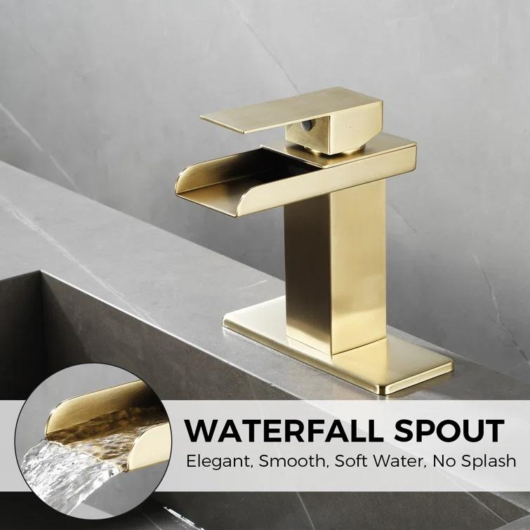 HGN TPLT-001LSJ-DP-XS HGN Waterfall Spout Bathroom Faucet with Pop-up Drain