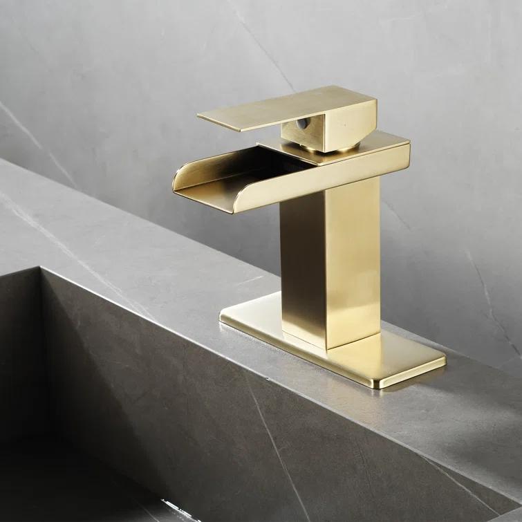 HGN TPLT-001LSJ-DP-XS HGN Waterfall Spout Bathroom Faucet with Pop-up Drain