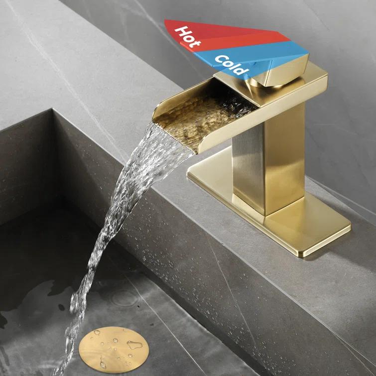 HGN TPLT-001LSJ-DP-XS HGN Waterfall Spout Bathroom Faucet with Pop-up Drain
