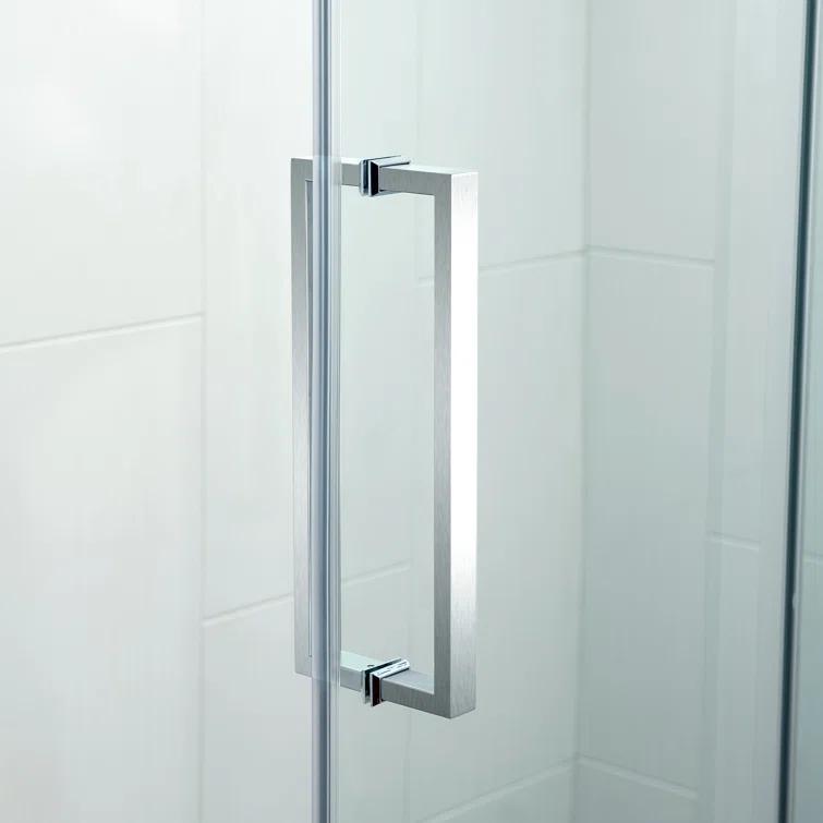 WoodBridge Semi-Frameless Single Sliding Shower Doors, 56-60" W X 76" H With 5/16" Clear Tempered Glass And Explosion-Proof Film MSDF6076-C