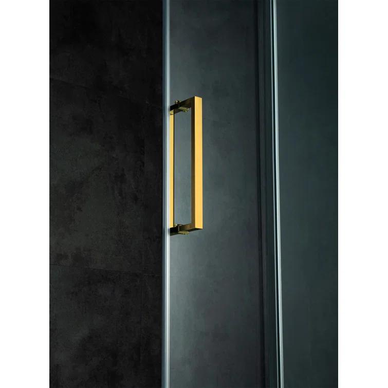 WoodBridge Frameless Single Sliding Shower Doors, 56-60" W X 62" H With 5/16" Clear Tempered Glass And Explosion-Proof Film MSDF6062-BG