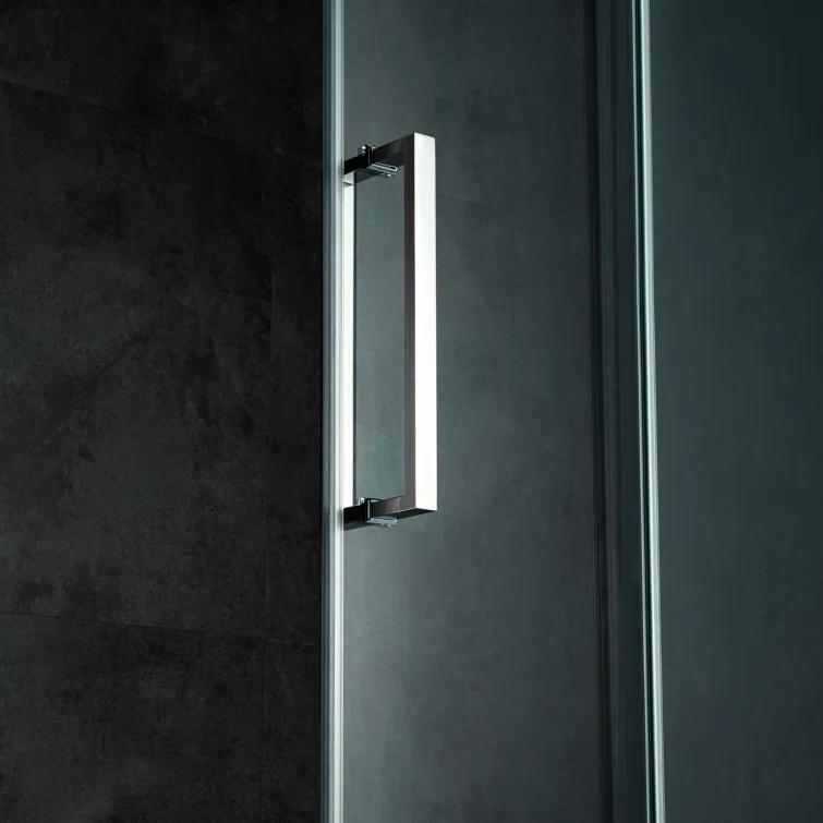 WoodBridge Frameless Single Sliding Shower Doors, 56-60" W X 62" H With 5/16" Clear Tempered Glass And Explosion-Proof Film MSDF6062-C