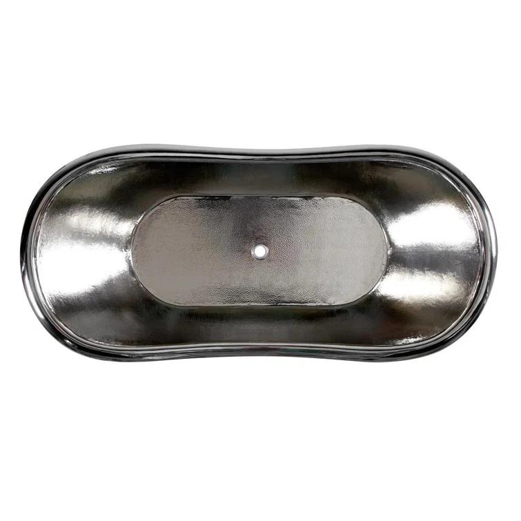 Paige 66" Copper Double Slipper Pedestal Tub with Pre-Drilled Overflow and Rolled Rim
