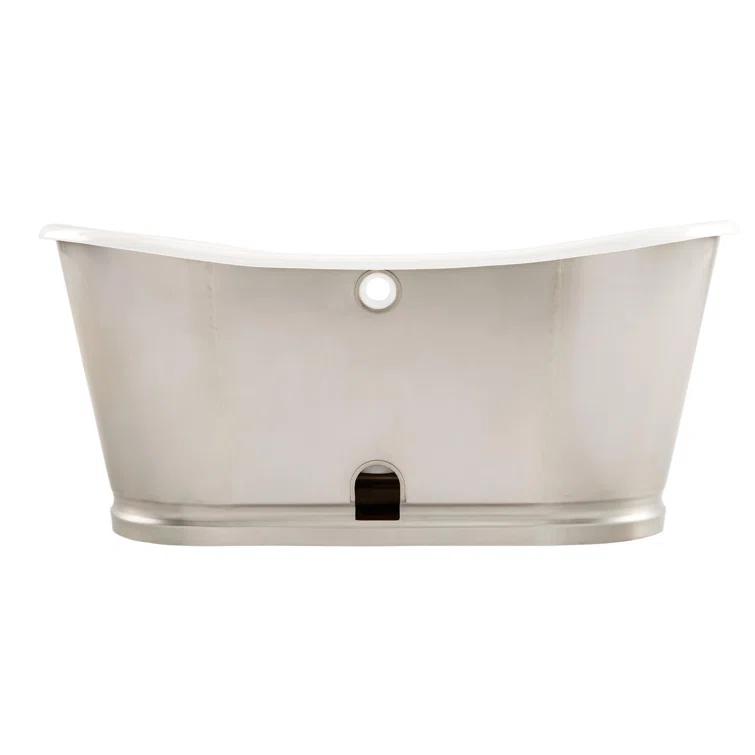 Dorset 66" Cast Iron Soaking Double Slipper Freestanding Tub with Drain and Overflow