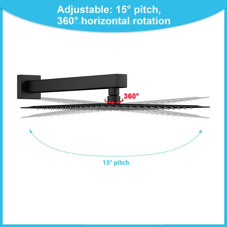 GhomeG GHGHS10B 10 Inch Stainless Steel Shower Head, Square