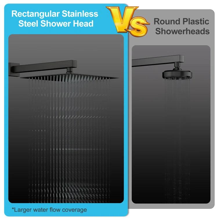 GhomeG GHGHS10B 10 Inch Stainless Steel Shower Head, Square