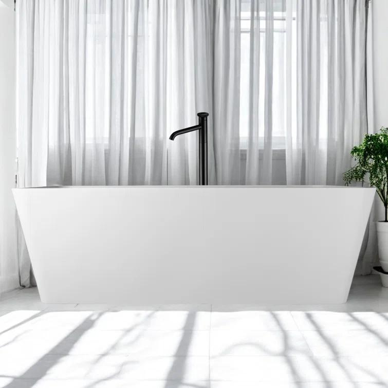 67'' X 31.5'' Freestanding Soaking Solid Surface Stone Resin Bathtub