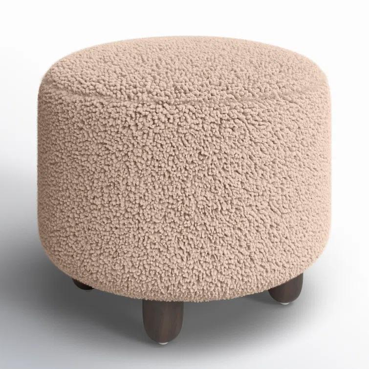 Dover Round Ottoman - Toast Shearling