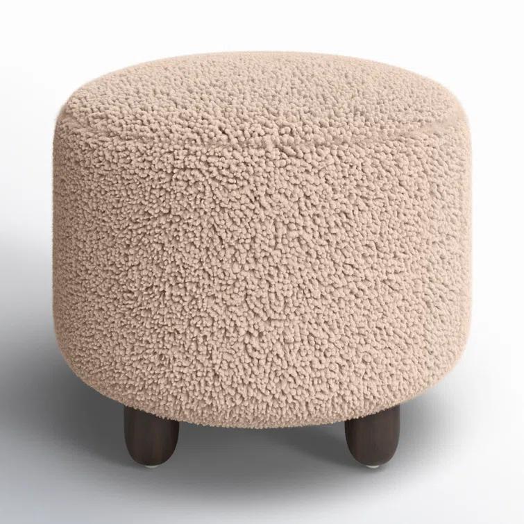 Dover Round Ottoman - Toast Shearling