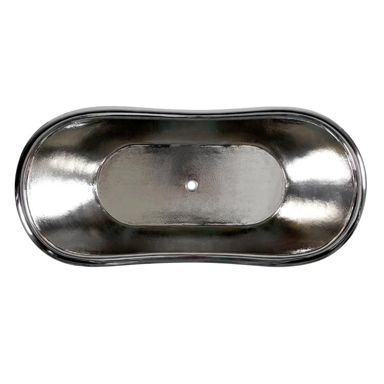 Paige 66" Copper Double Slipper Pedestal Tub with Pre-Drilled Overflow and Rolled Rim
