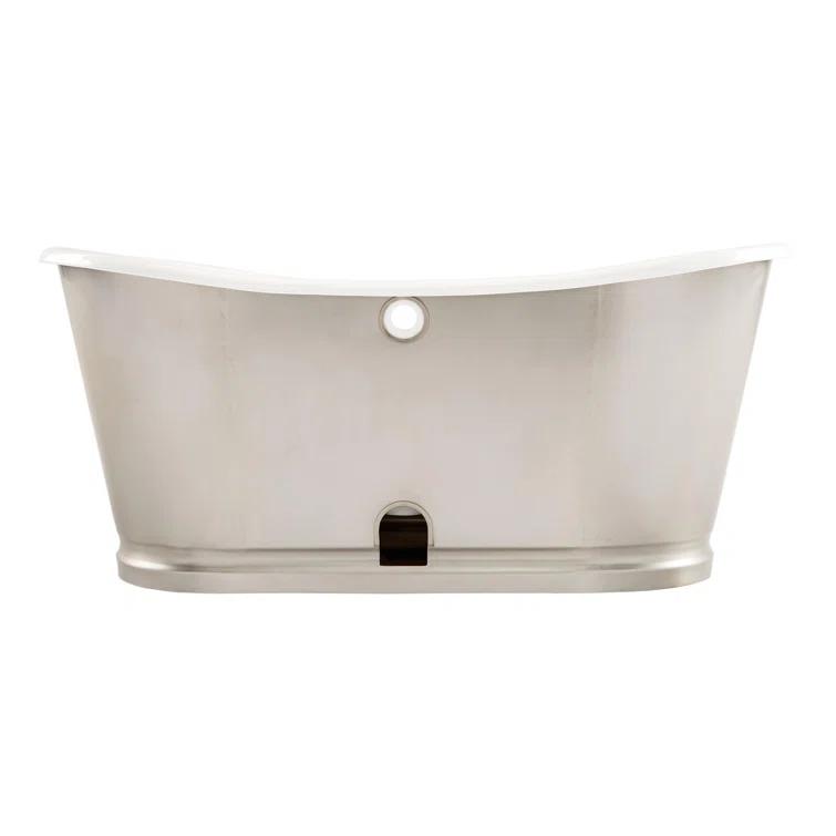 Dorset 66" Cast Iron Soaking Double Slipper Freestanding Tub with Drain and Overflow