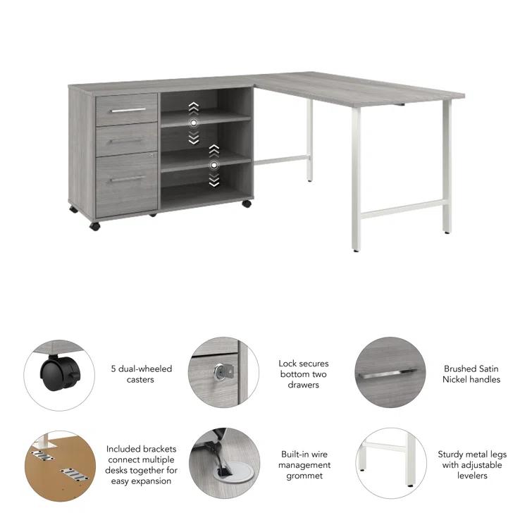 Bush Business Furniture Hustle 60W X 30D Computer Desk And Storage Cabinet With Drawers And Shelves
