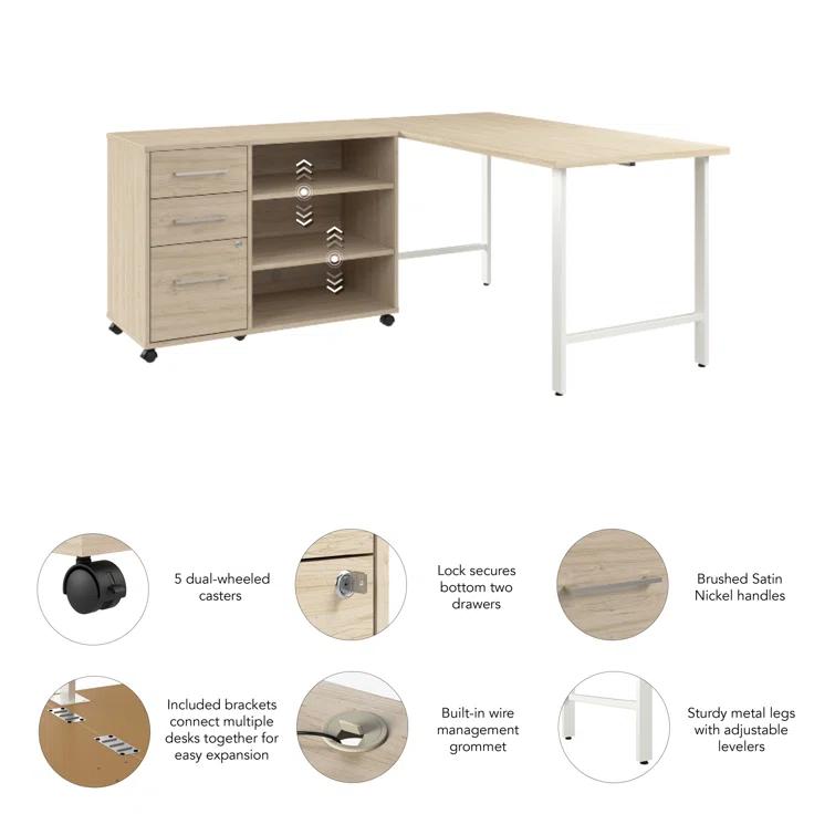 Bush Business Furniture Hustle 60W X 30D Computer Desk And Storage Cabinet With Drawers And Shelves