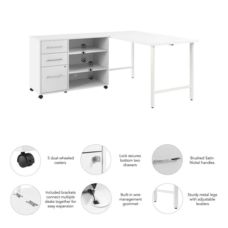 Bush Business Furniture Hustle 60W X 30D Computer Desk And Storage Cabinet With Drawers And Shelves