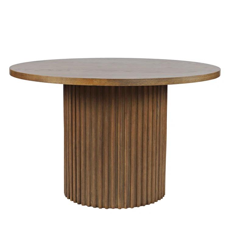 Ebern Designs Rovena Round Mid-Century Modern Fluted Pedestal Base Dining Table