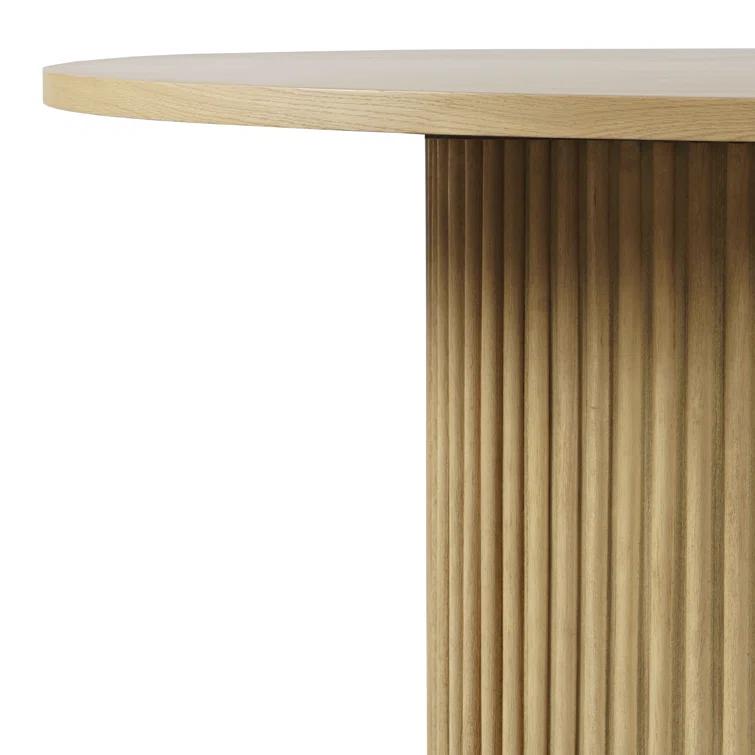 Ebern Designs Rovena Round Mid-Century Modern Fluted Pedestal Base Dining Table