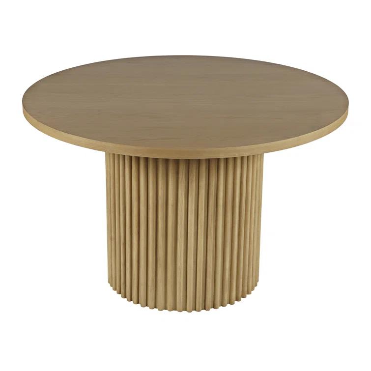 Ebern Designs Rovena Round Mid-Century Modern Fluted Pedestal Base Dining Table