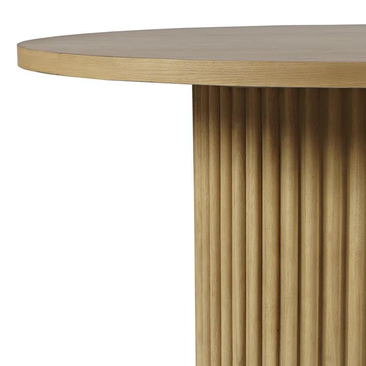 Ebern Designs Rovena Round Mid-Century Modern Fluted Pedestal Base Dining Table