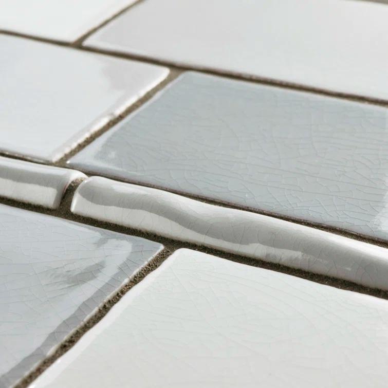 Merola Tile Antic Craquelle 3/4" x 6" Glossy Ceramic Quarter Round Wall Tile Trim in Gris Oscuro Craquele